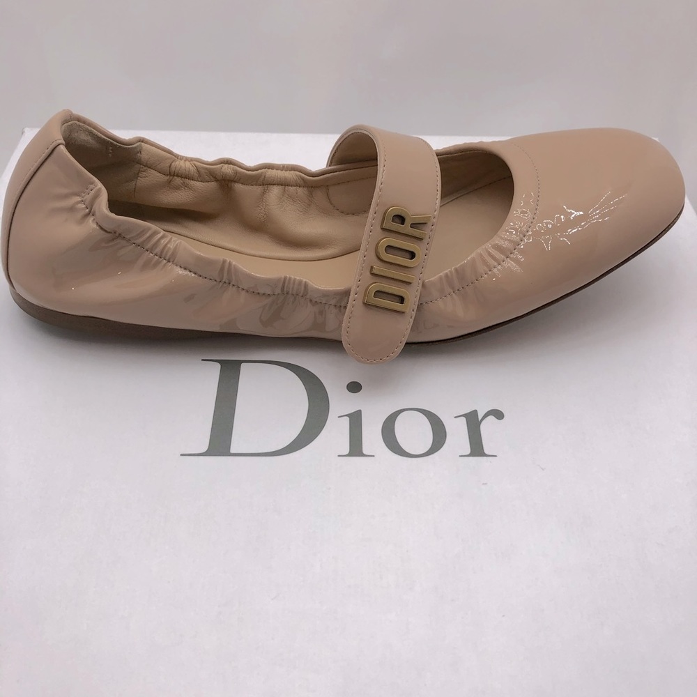 Christian Dior nude patent baby-d ballet flats